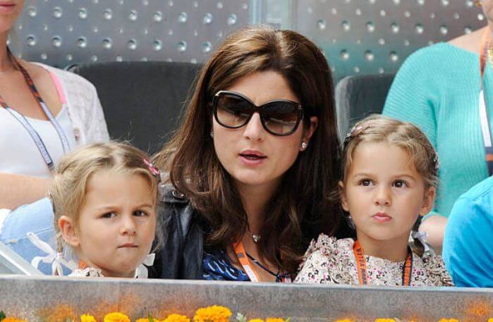 Myla Rose Federer with her mother, Mirka Federer, and twin sister.